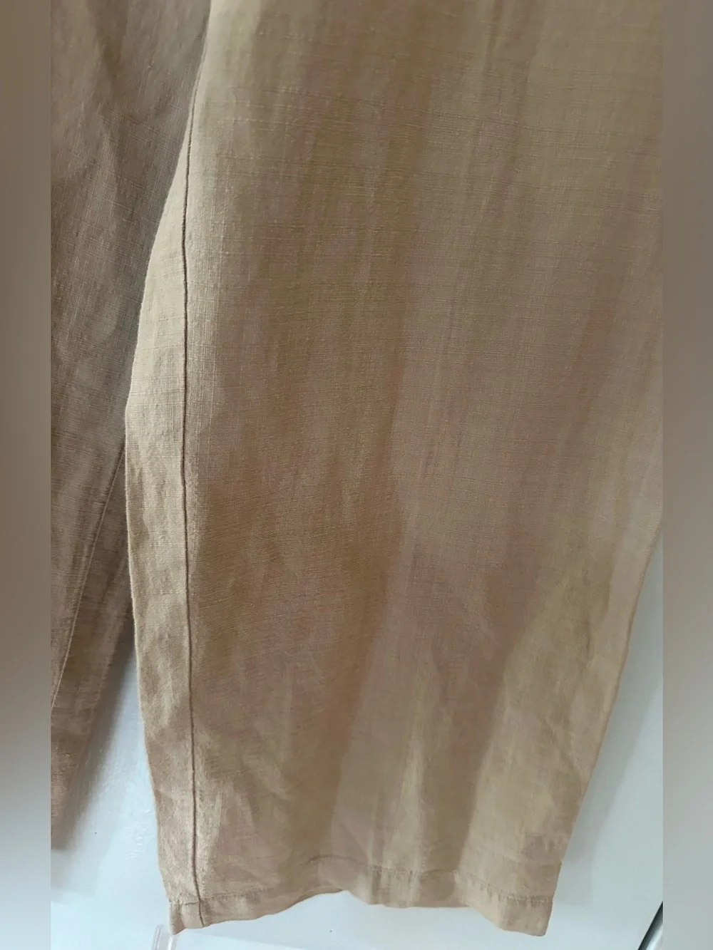 Eileen Fisher Tan Linen Blend Italian Fabric Wide Leg Slouchy Pants Size Large. - Picture 5 of 14